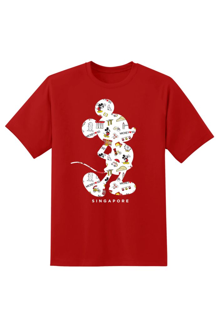 MICKEY LOVE SG SILHOUETTE COLOURFUL GLOW T-SHIRT RED XS