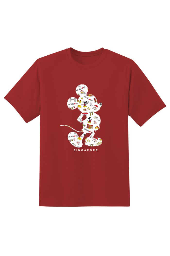 MICKEY LOVE SG SILHOUETTE COLOURFUL GLOW T-SHIRT RED M