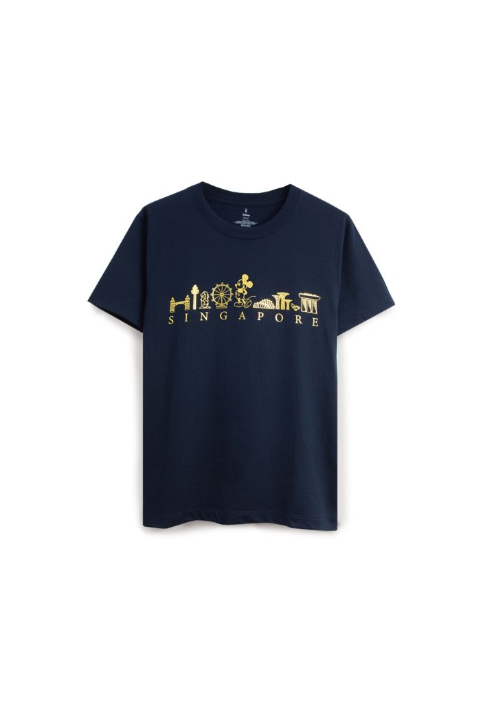 MICKEY LOVE SG GOLD FOIL SKYLINE T-SHIRT NAVY XS