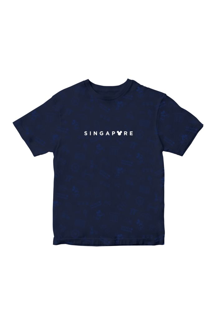 MICKEY LOVE SG SINGAPORE ALLOVER GLOW T-SHIRT - KIDS NAVY S