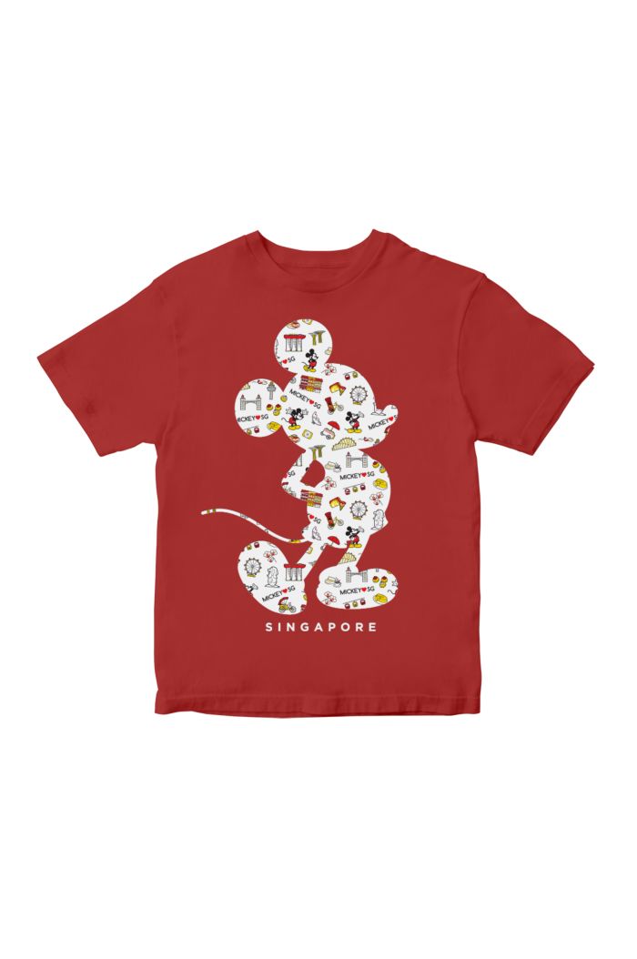MICKEY LOVE SG SILHOUETTE COLOURFUL GLOW T-SHIRT - KIDS RED L