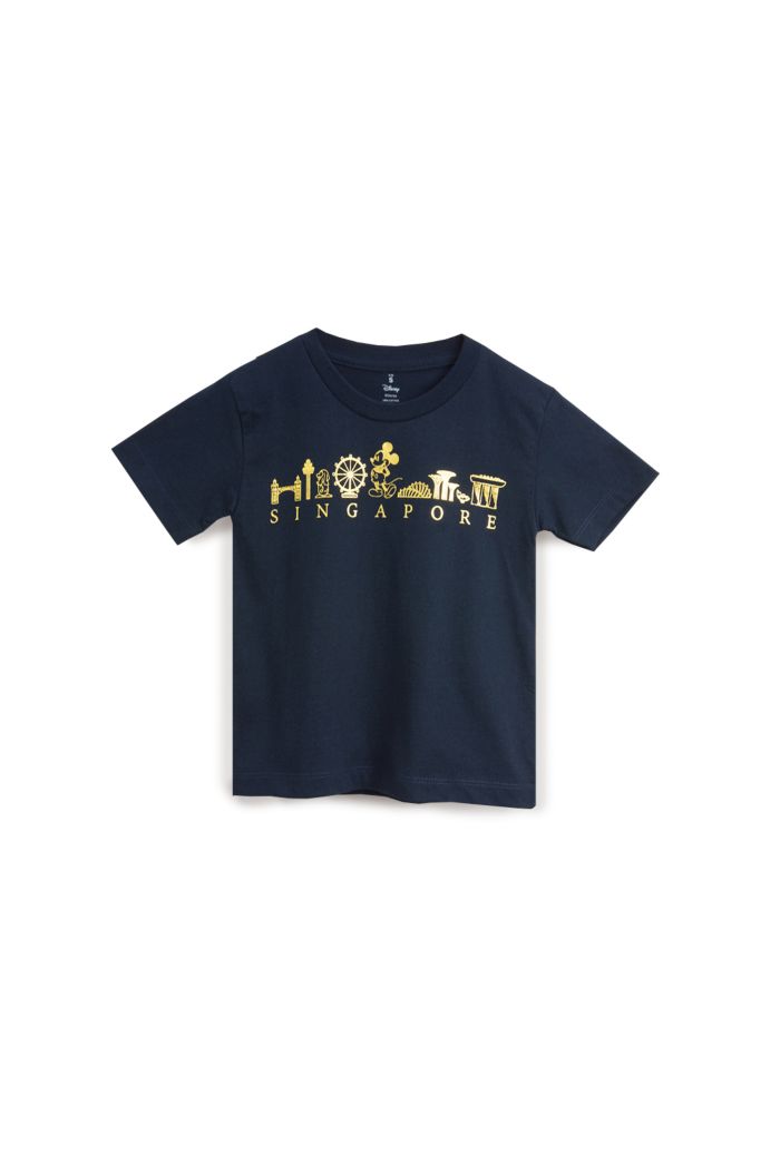 MICKEY LOVE SG GOLD FOIL SKYLINE T-SHIRT - KIDS NAVY S