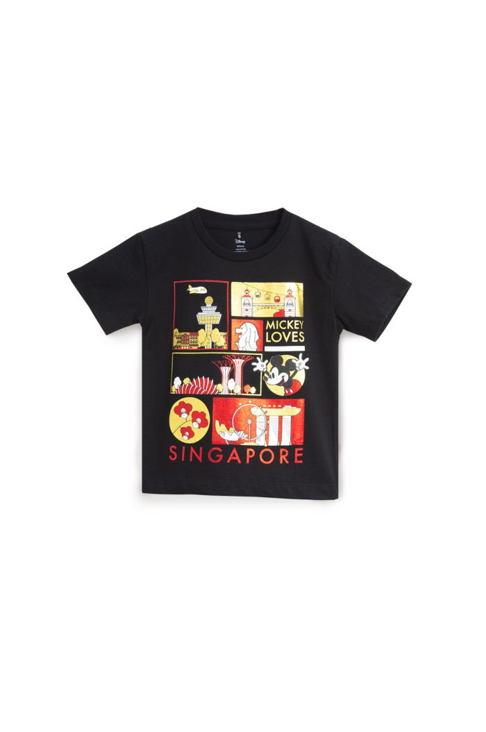 MICKEY LOVE SG LANDMARKS FOIL T-SHIRT - KIDS BLACK S