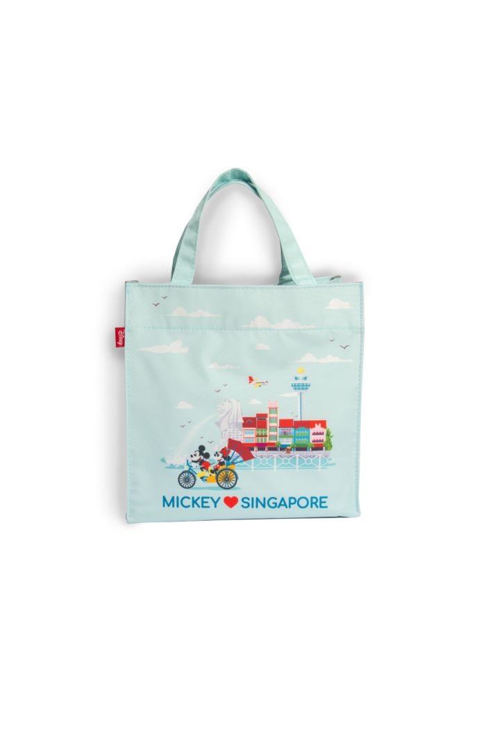 MICKEY LOVE SG TRISHAW LANDMARKS LUNCH BAG BABYBLUE 23.5cm x 23.5cm