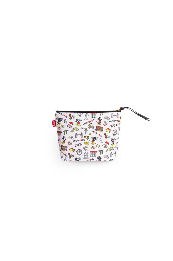 MICKEY LOVE SG ICONIC ALLOVER COSMETIC POUCH WHITE 15cm x 21cm