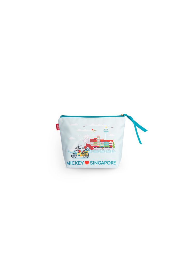 MICKEY LOVE SG TRISHAW LANDMARKS COSMETIC POUCH BABYBLUE 15cm x 21cm