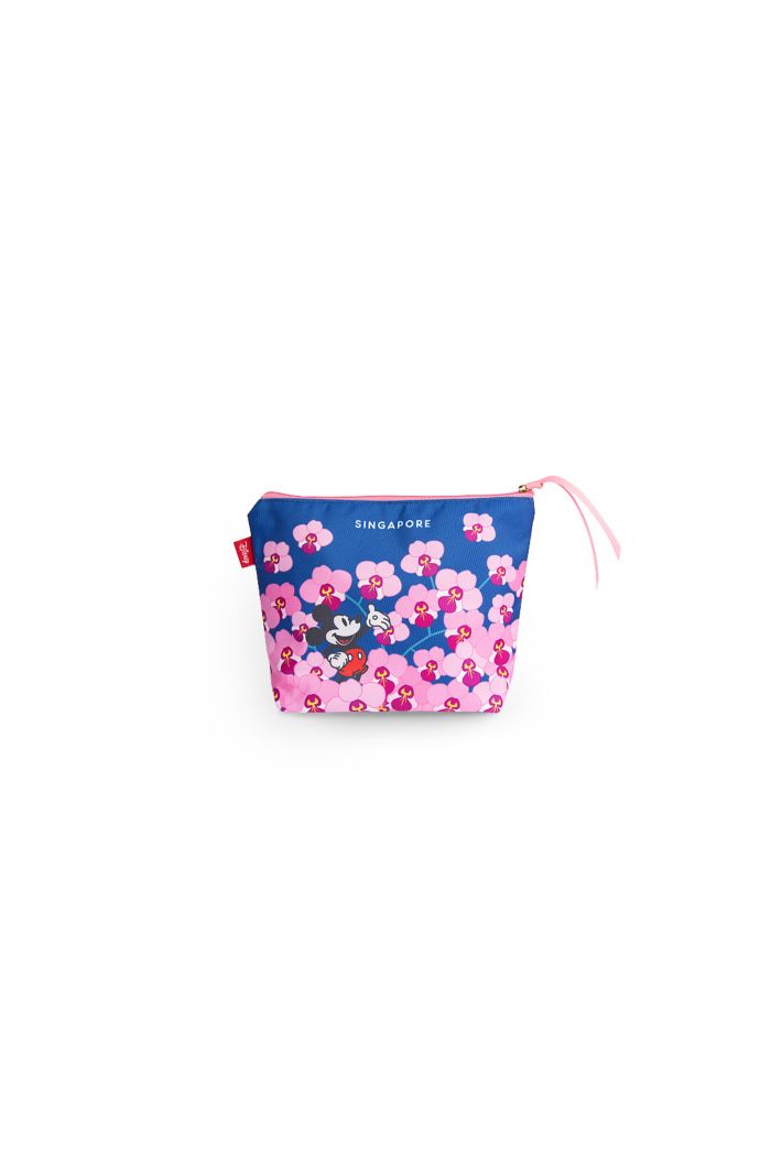 MICKEY LOVE SG ORCHIDS COSMETIC POUCH BLUE 15cm x 21cm