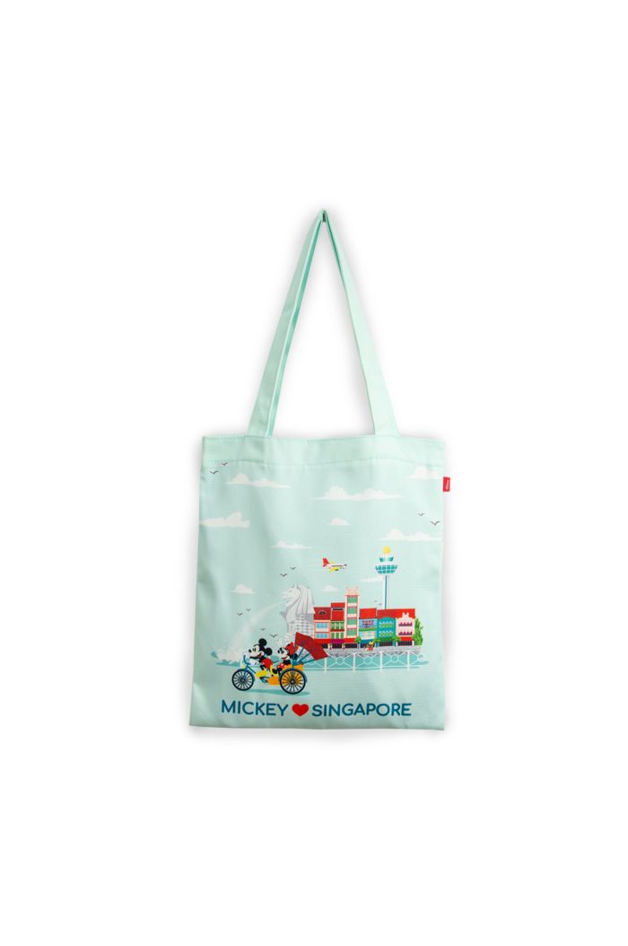 MICKEY LOVE SG TRISHAW LANDMARKS CANVAS TOTE BAG