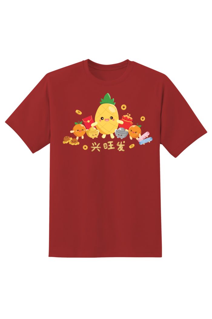 MR MERLION PINEPPLE HUAT T-SHIRT RED XS