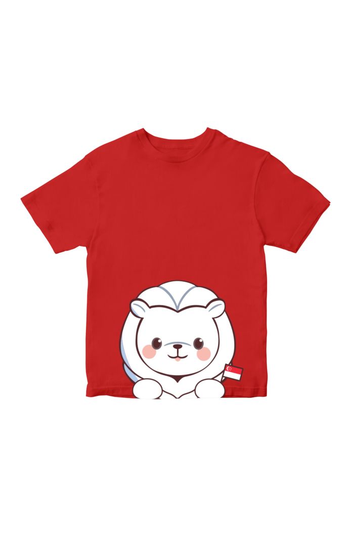 MR MERLION FRONT BACK FLAG T-SHIRT - KIDS RED XL