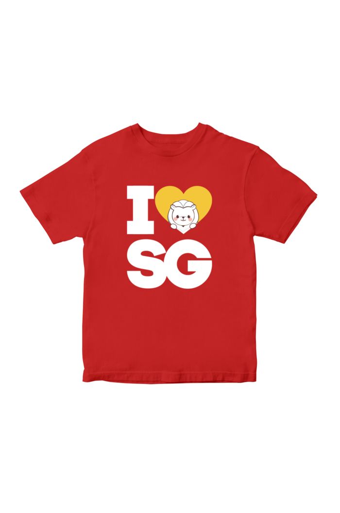 MR MERLION I LOVE SG T-SHIRT - KIDS RED XXL
