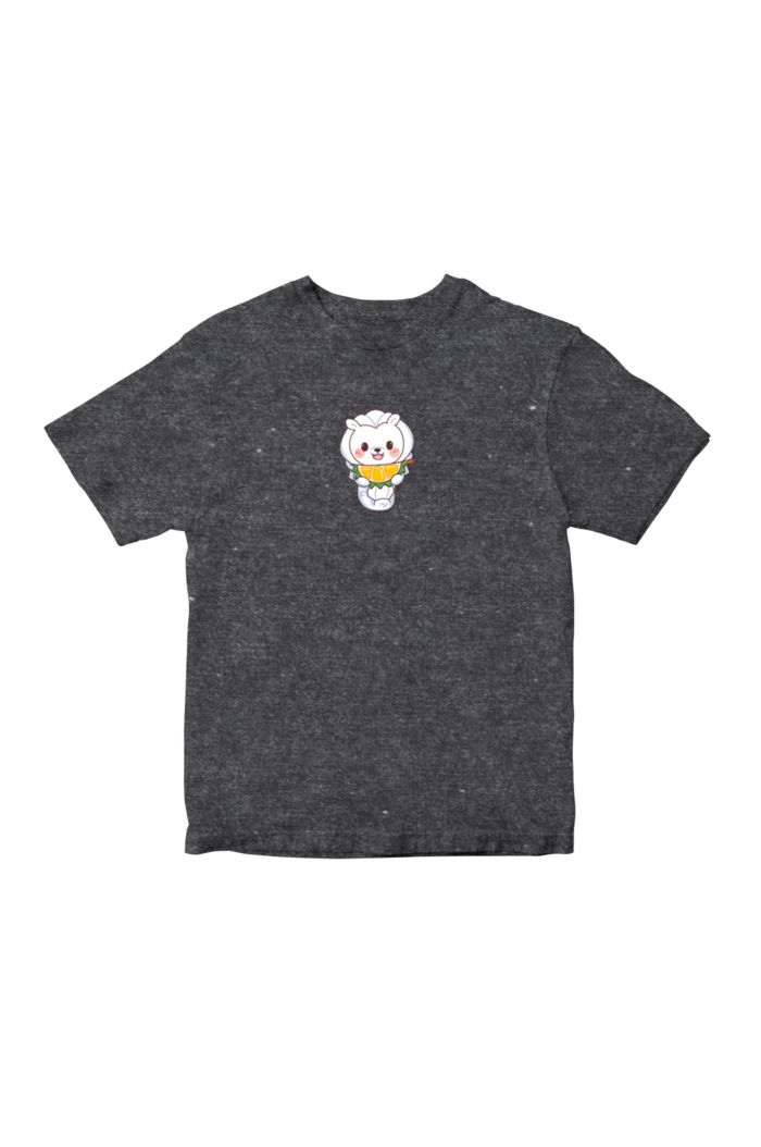 MR MERLION DURIAN GUIDE T-SHIRT - KIDS HEATHER BLACK S