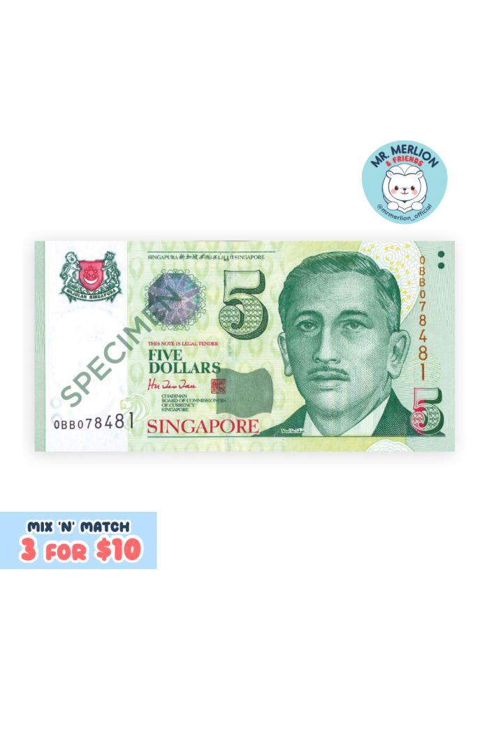 MR MERLION 5 DOLLARS NOTE STICKER