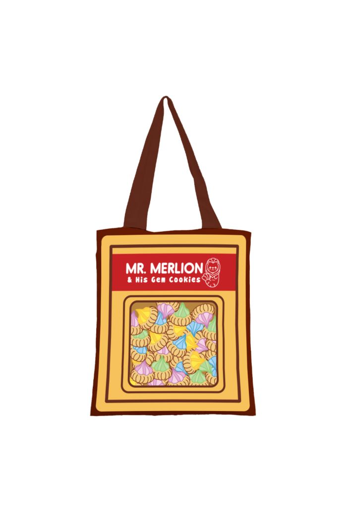 MR MERLION & FRIENDS GEM COOKIE CANVAS TOTE BAG YELLOW 39cm x 35.5cm