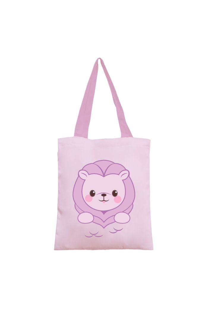 MR MERLION & FRIENDS BIG FACE CANVAS TOTE BAG LAVENDER 39cm x 35.5cm
