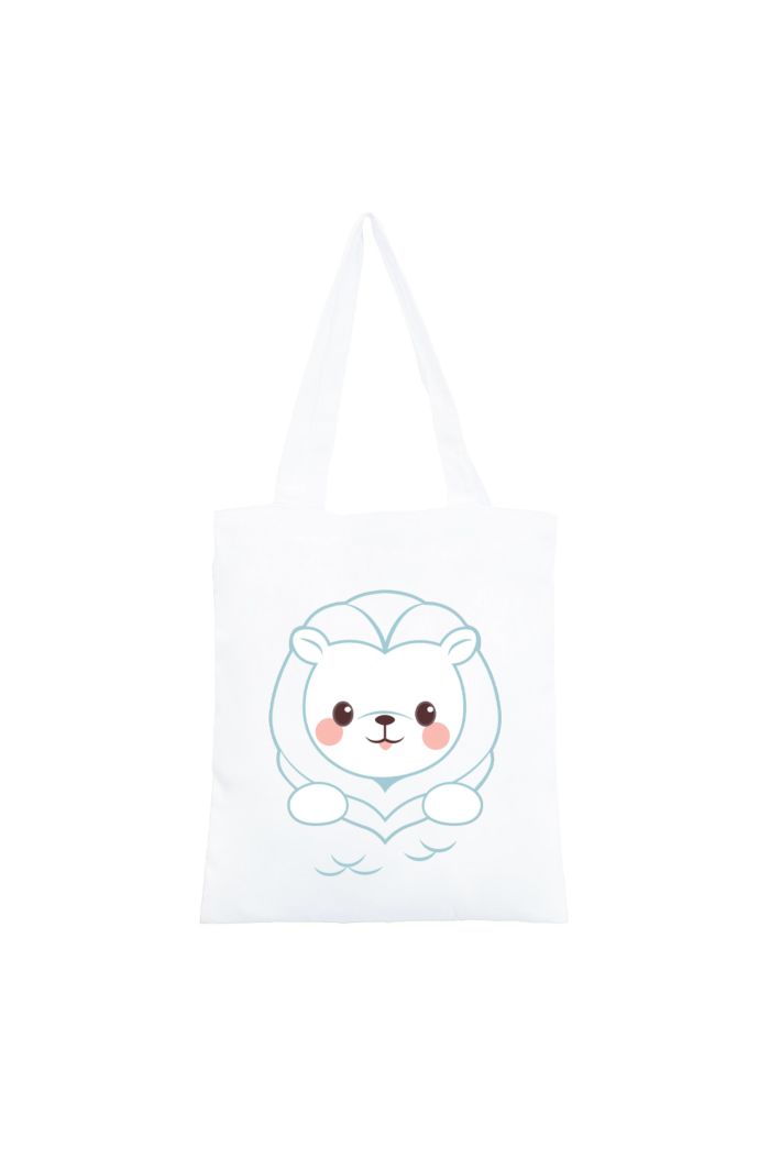 MR MERLION & FRIENDS BIG FACE CANVAS TOTE BAG WHITE 39cm x 35.5cm
