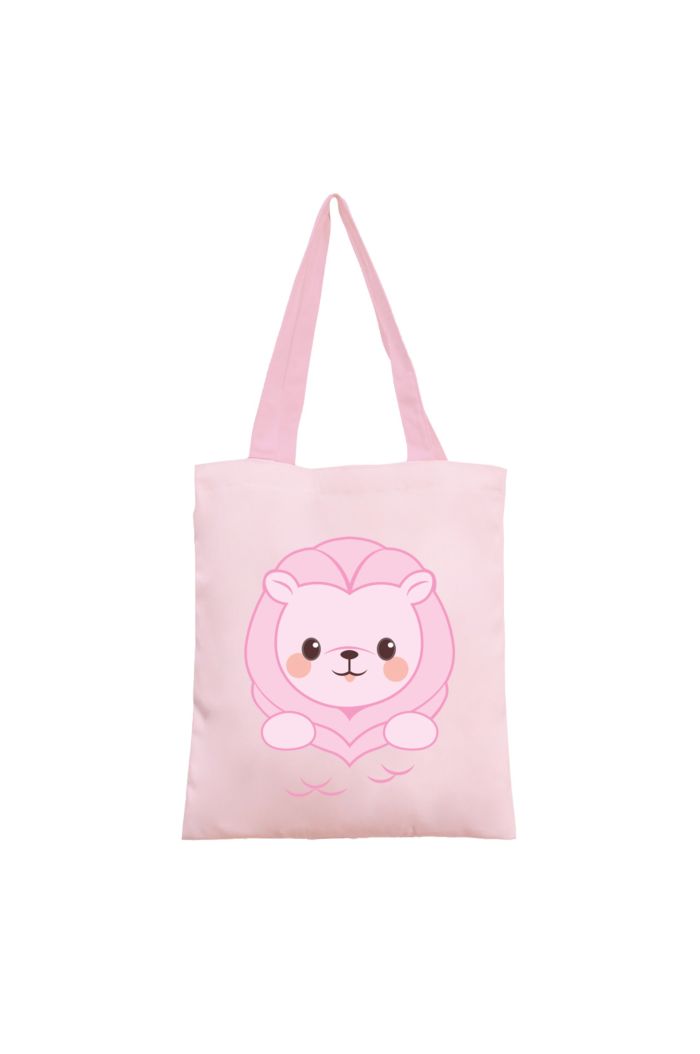MR MERLION & FRIENDS BIG FACE CANVAS TOTE BAG LIGHT PINK 39cm x 35.5cm