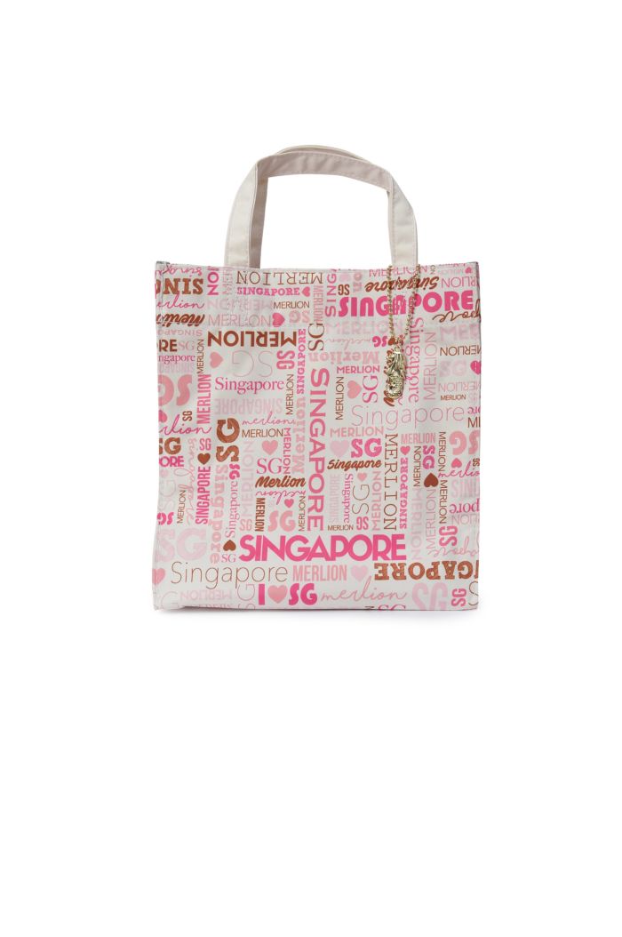 MISS SINGAPORE TYPO WORDING LUNCH BAG PINK 23.5cm x 23.5cm