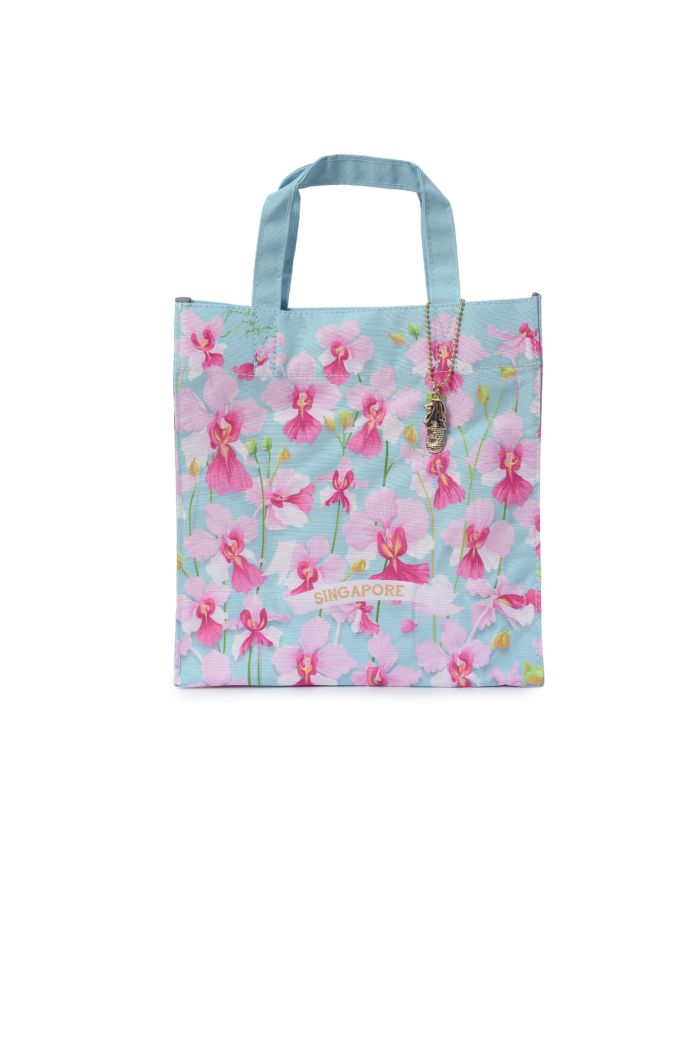 MISS SINGAPORE ORCHIDS LUNCH BAG BABYBLUE 23.5cm x 23.5cm