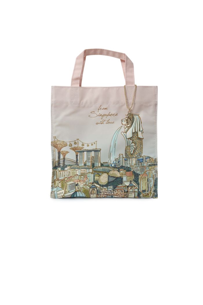 SINGAPORE DAY TIME LUNCH BAG BEIGE 23.5cm x 23.5cm