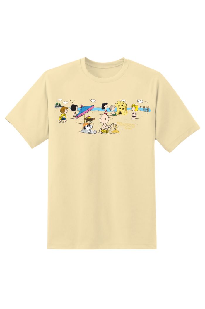 PEANUTS AT THE BEACH T-SHIRT LIGHT YELLOW XS