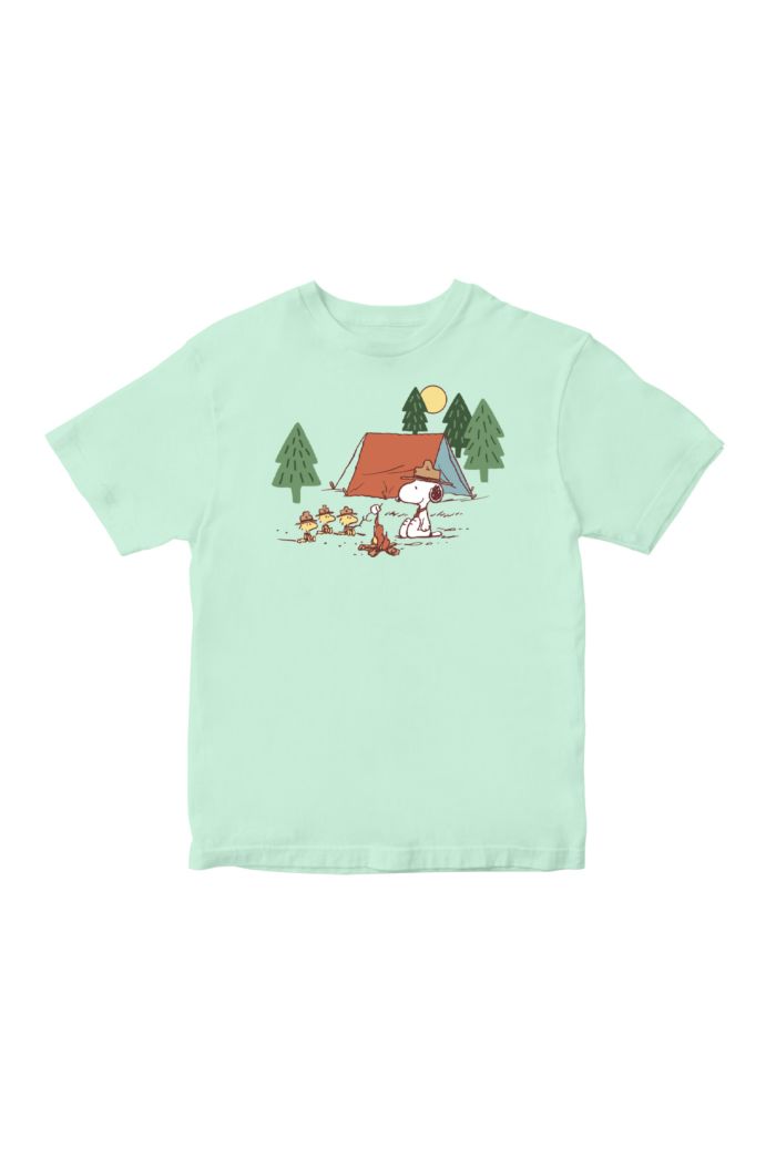 PEANUTS CAMPING T-SHIRT - KIDS MINT L