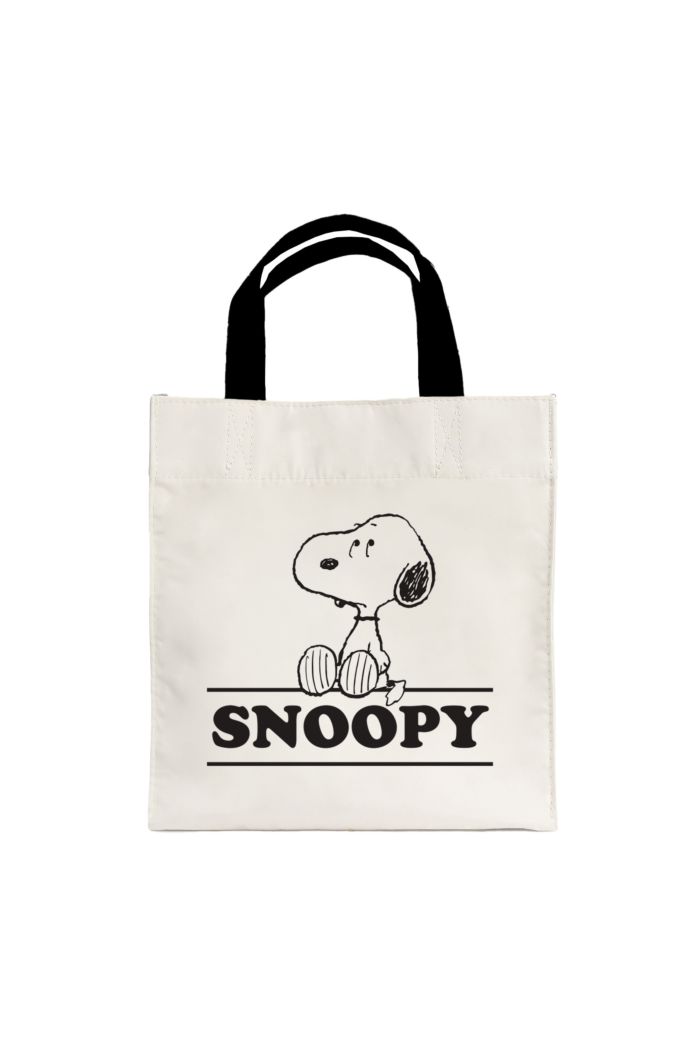 PEANUTS  SNOOPY LINES LUNCH BAG WHITE 23.5cm x 23.5cm