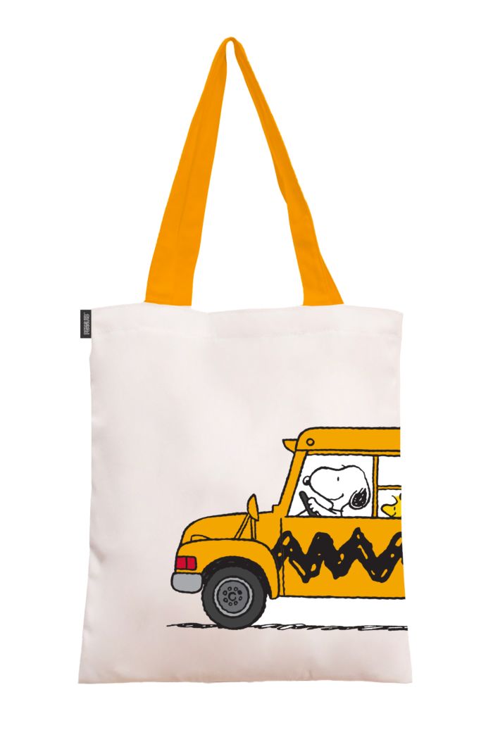 PEANUTS  BIG BUS CANVAS TOTE BAG WHITE 39cm x 35.5cm