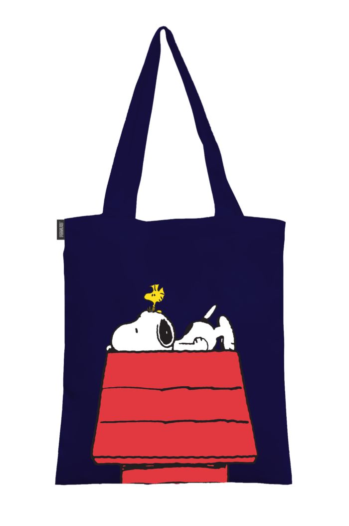 PEANUTS  DOG HOUSE CANVAS TOTE BAG NAVY 39cm x 35.5cm