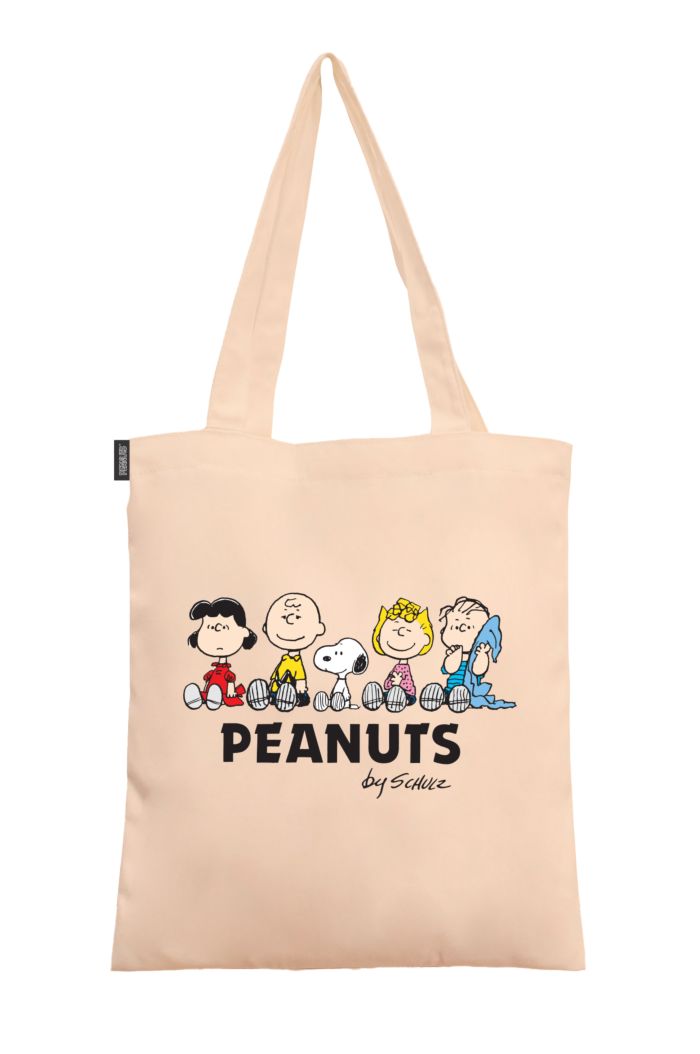 PEANUTS  RUNNING CANVAS TOTE BAG BEIGE 39cm x 35.5cm