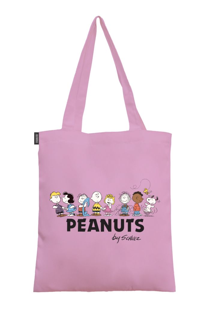 PEANUTS  TIC TAC TOE CANVAS TOTE BAG LAVENDER 39cm x 35.5cm