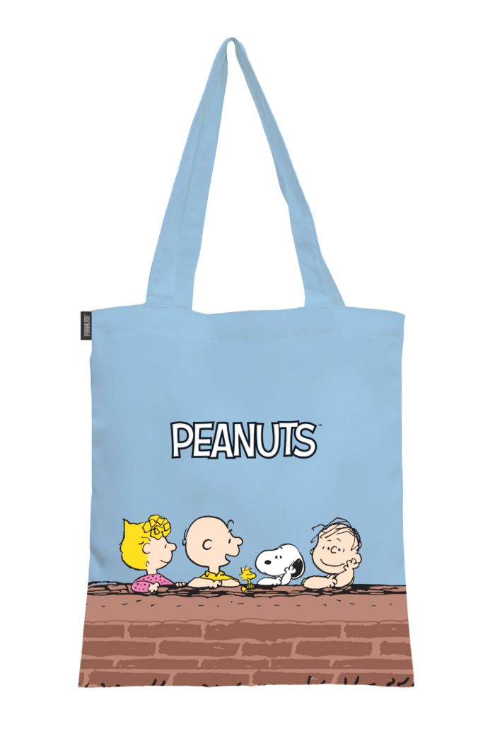 PEANUTS  FRIENDS CANVAS TOTE BAG BLUE 39cm x 35.5cm