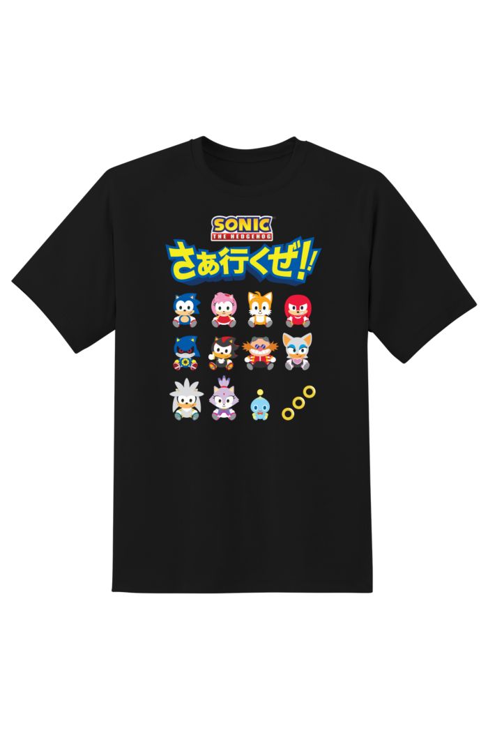 SONIC NIHON CUTE ALL CAST T-SHIRT BLACK XS