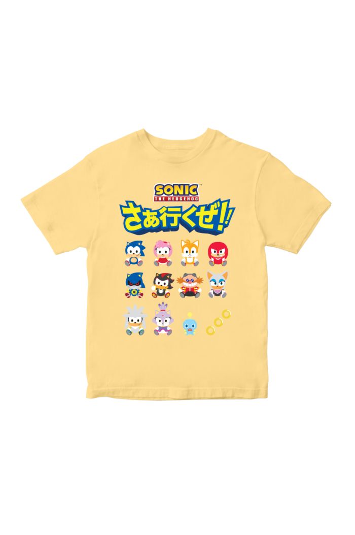 SONIC NIHON CUTE ALL CAST T-SHIRT - KIDS LIGHT YELLOW S