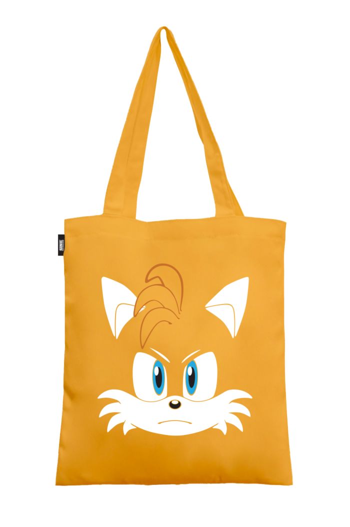 SONIC TAILS BIG FACE CANVAS TOTE BAG YELLOW 39cm x 35.5cm