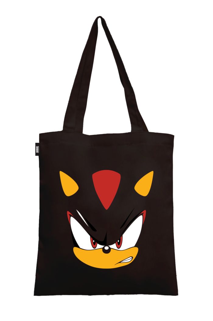 SONIC SHADOW BIG FACE CANVAS TOTE BAG BLACK 39cm x 35.5cm