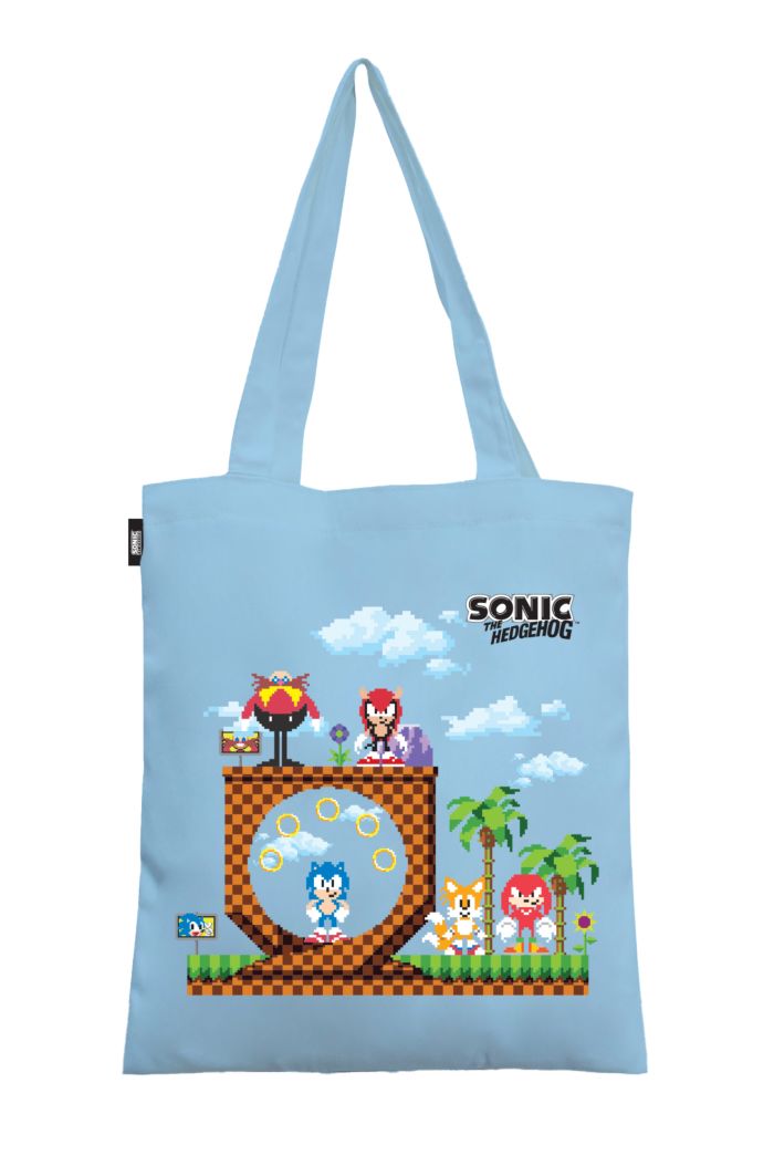 SONIC WORLD OF SONIC CANVAS TOTE BAG PASTEL BLUE 39cm x 35.5cm