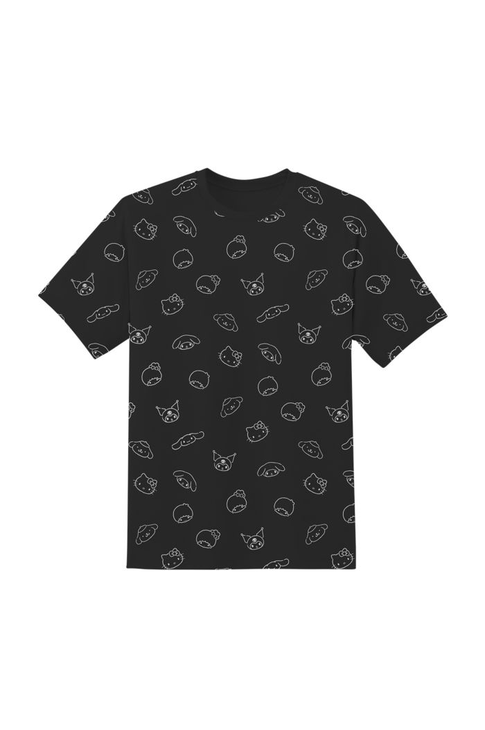 SANRIO MIX ALLOVER T-SHIRT BLACK XS