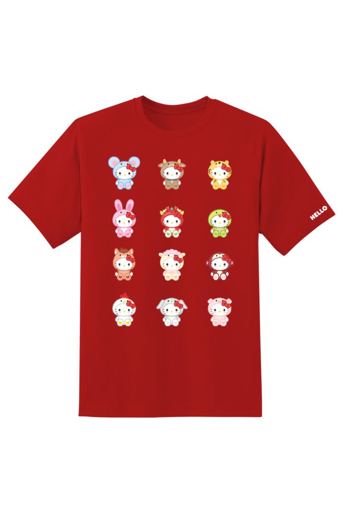 SANRIO MIX 12 ZODIAC T-SHIRT RED XS