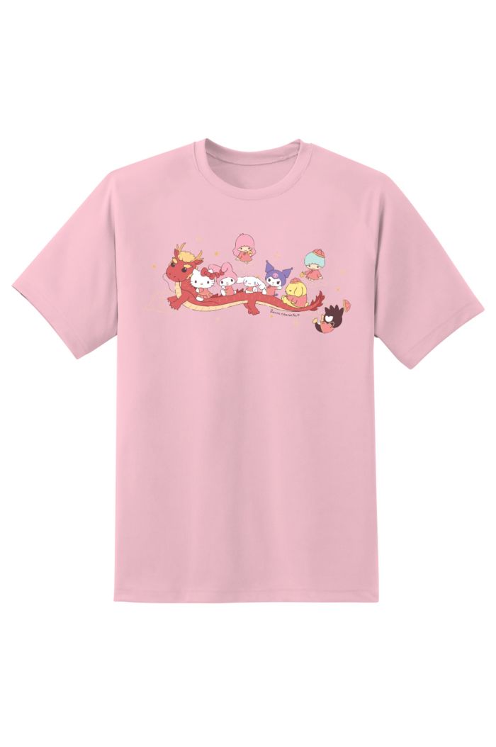 SANRIO MIX RIDING DRAGON T-SHIRT PASTEL PINK XS