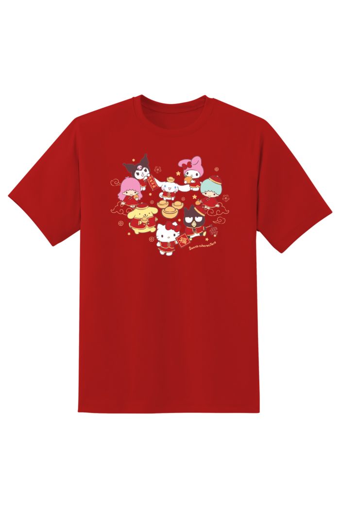 SANRIO MIX CNY CHARACTERS T-SHIRT RED XS