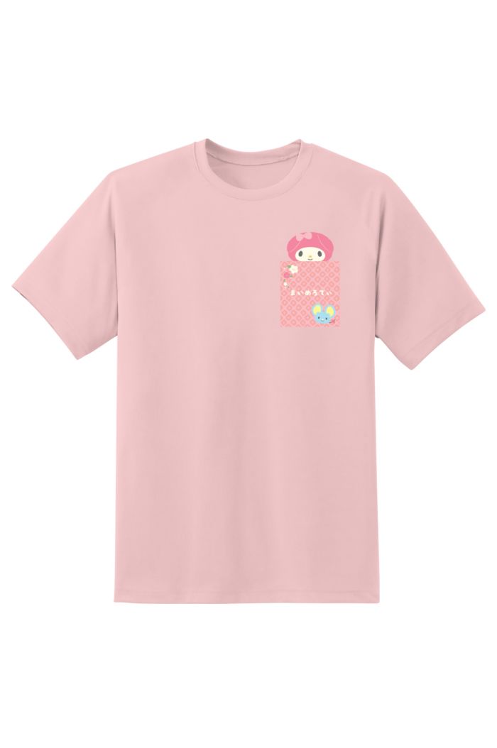 SANRIO MM OMANJU POCKET T-SHIRT PASTEL PINK L