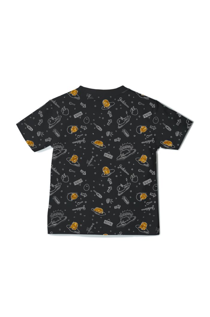 SANRIO GUDETAMA ALLOVER T-SHIRT - KIDS BLACK S