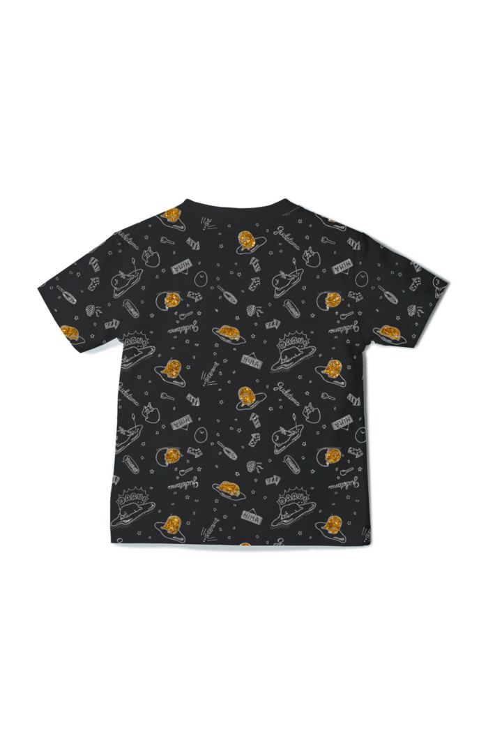 SANRIO GUDETAMA ALLOVER T-SHIRT - KIDS BLACK M