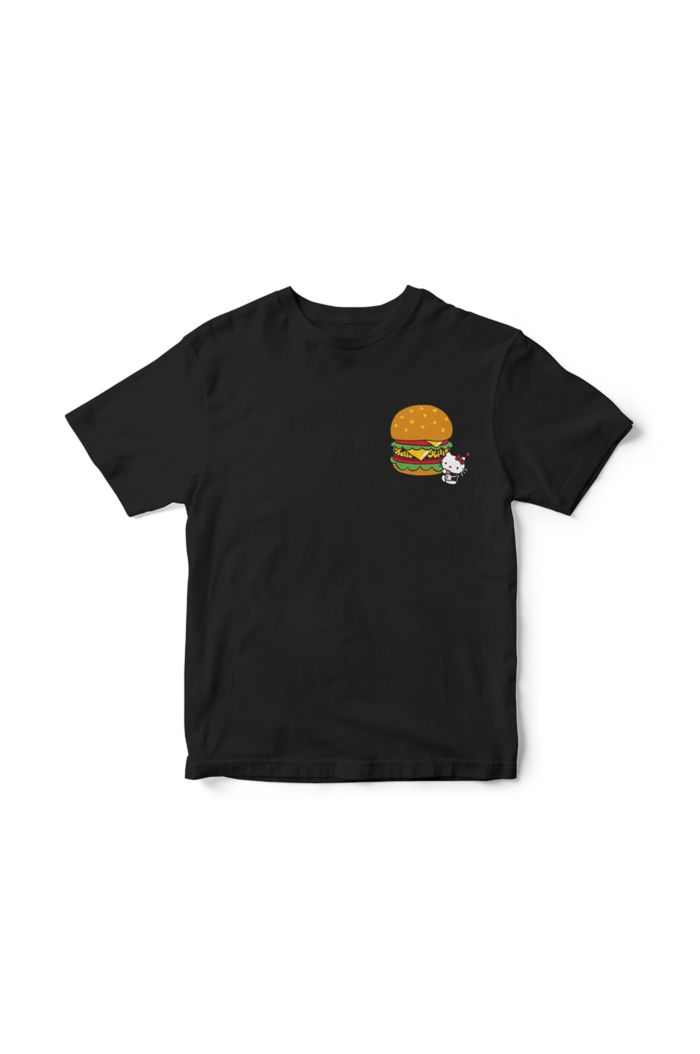 SANRIO HELLO KITTY BURGER T-SHIRT - KIDS BLACK S