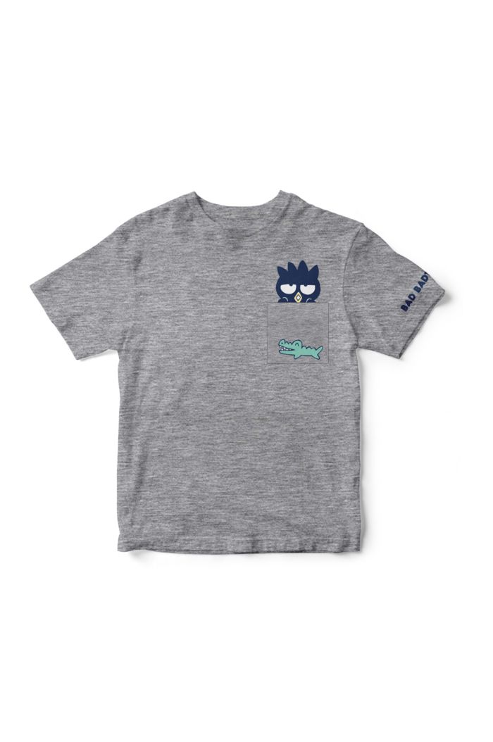 SANRIO BADTZMARU POCKET T-SHIRT - KIDS HEATHER GREY S