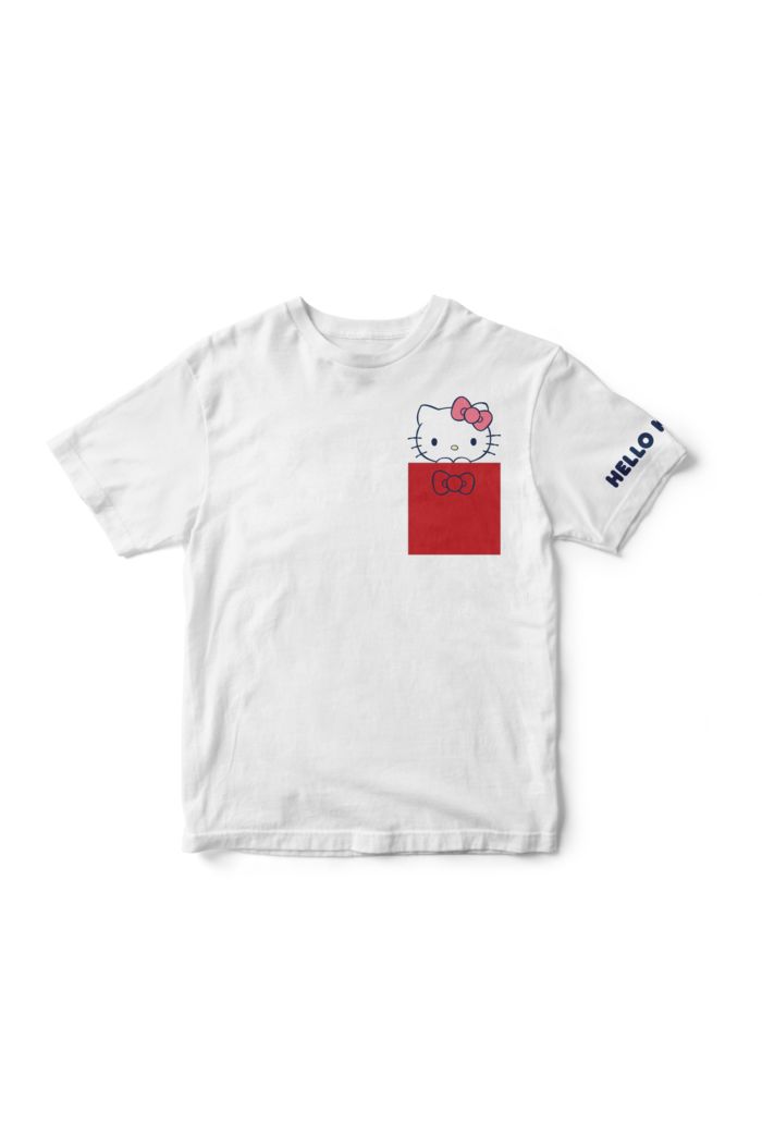 SANRIO HELLO KITTY POCKET T-SHIRT - KIDS WHITE M