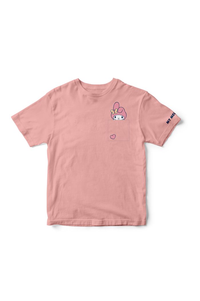 SANRIO MY MELODY POCKET T-SHIRT - KIDS PINK S