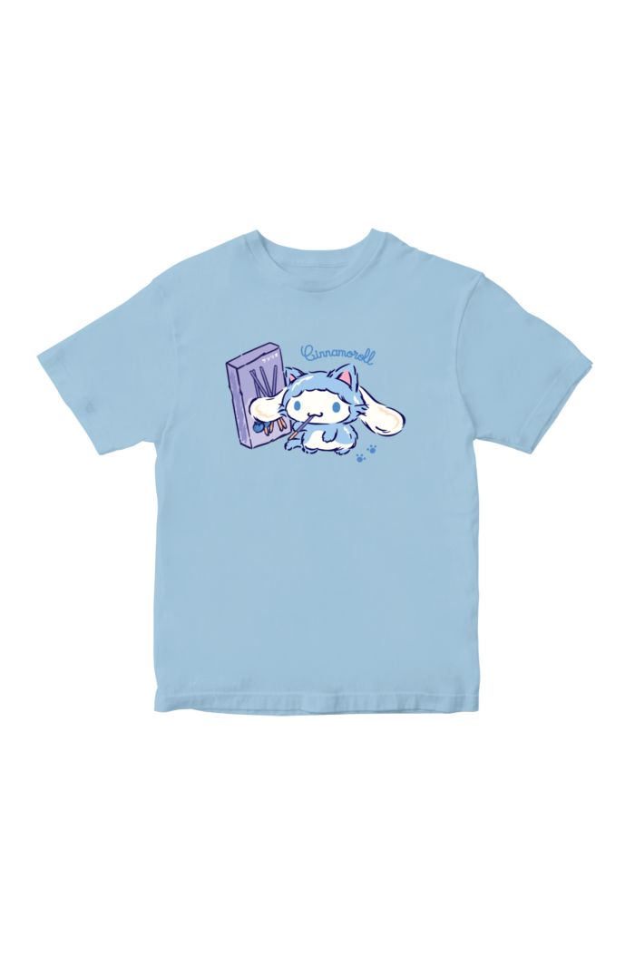 SANRIO CN NEKO POCKY T-SHIRT - KIDS PASTEL BLUE S