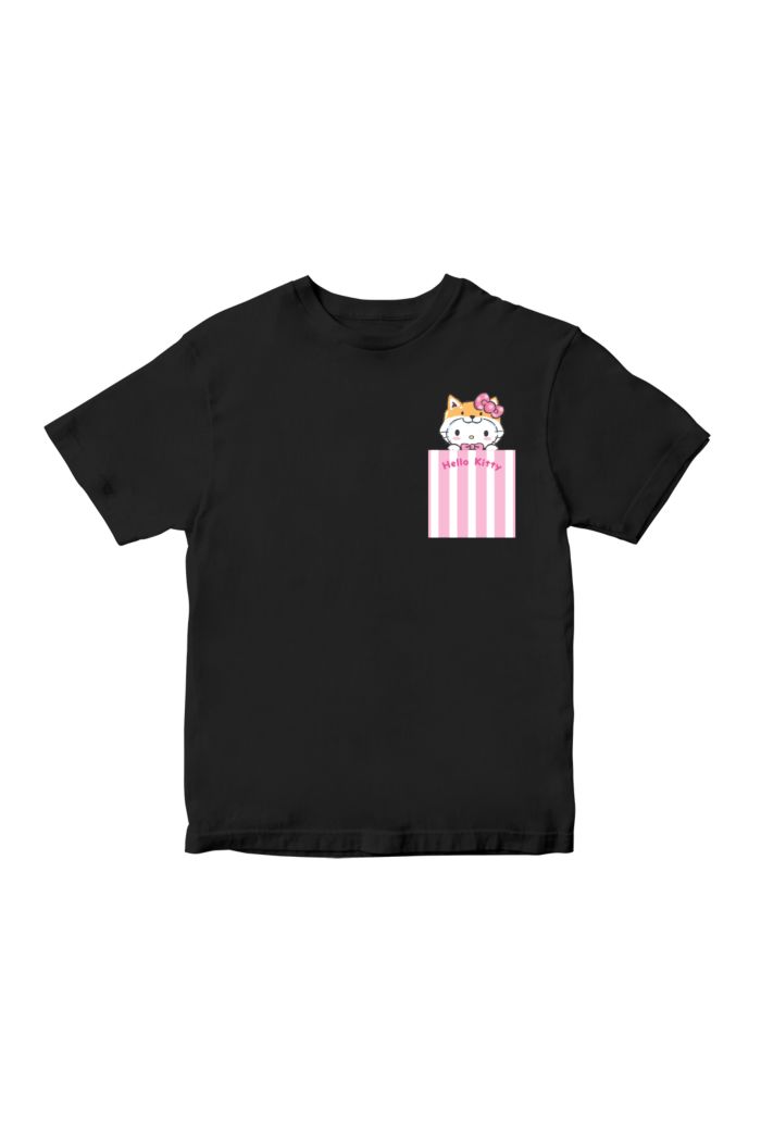 SANRIO KT SHIBA POCKET T-SHIRT - KIDS BLACK S